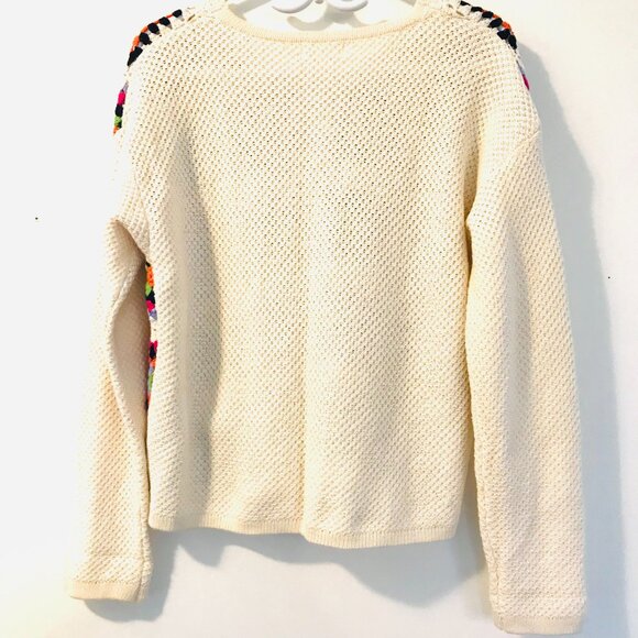 Cardigan/sweater button front crochet granny square patchwork women's M cotton - Picture 7 of 7